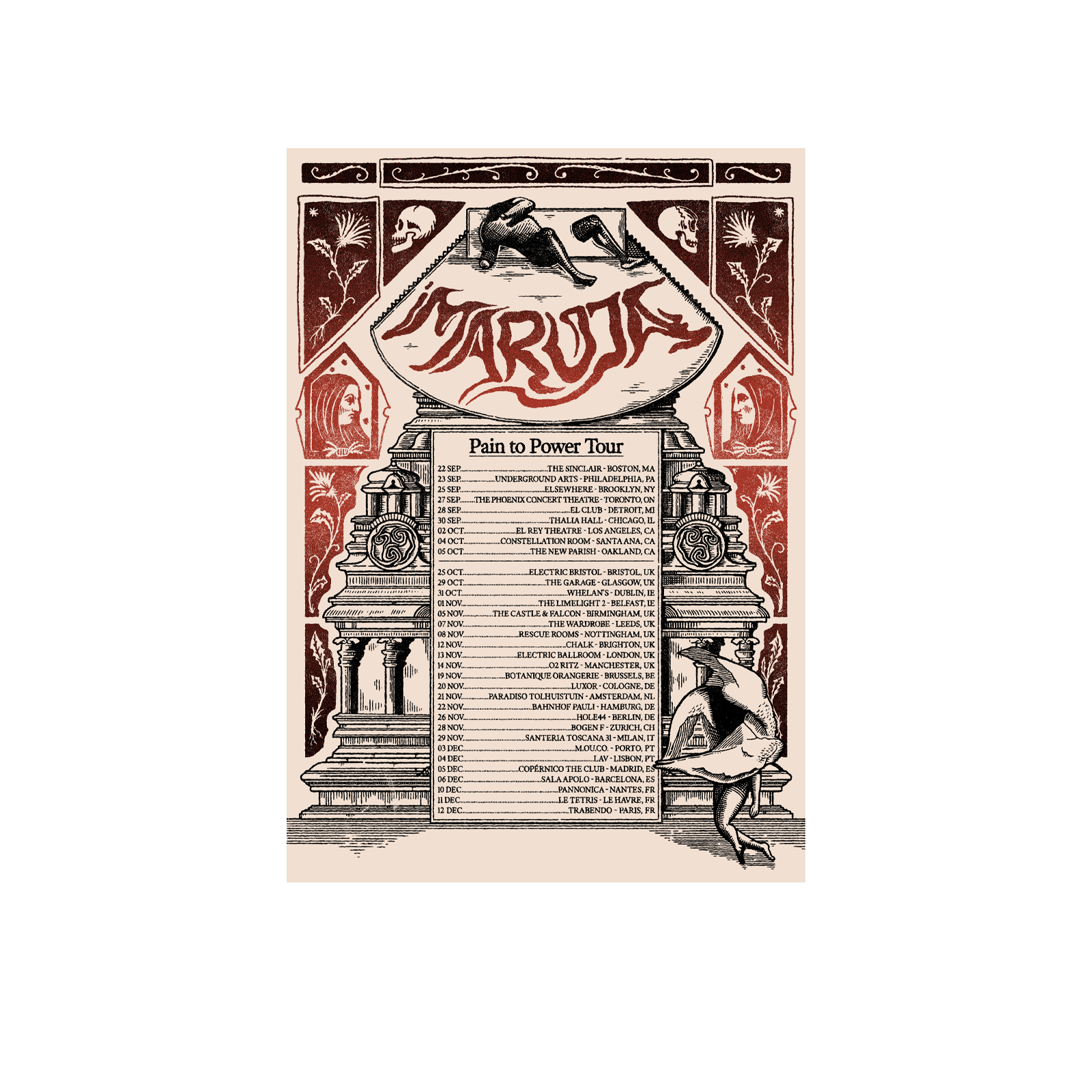 Maruja - Pain to Power A3 2025 Tour Screenprint